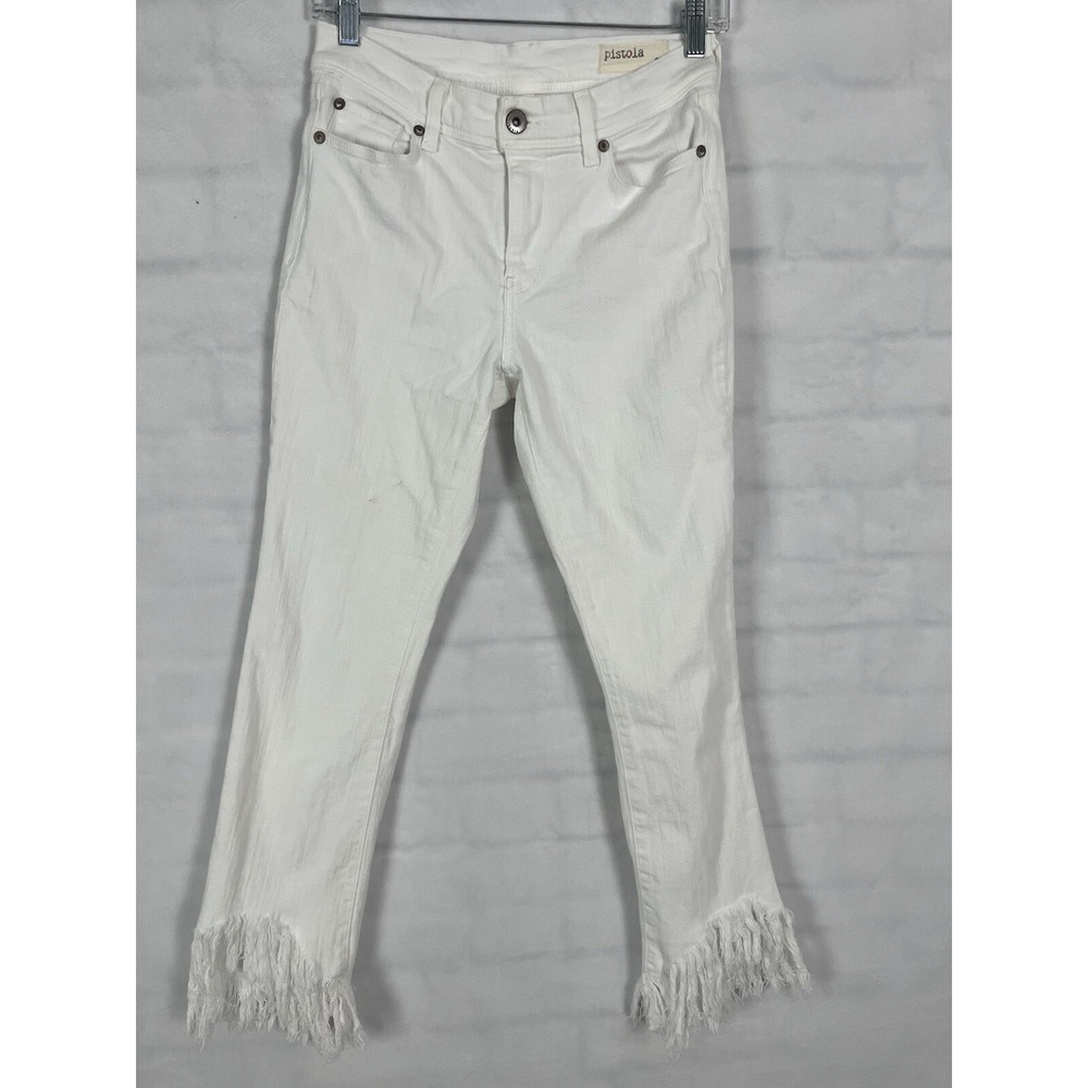 Pistola Denim High Rise Fringe White Jeans Women's Size 27